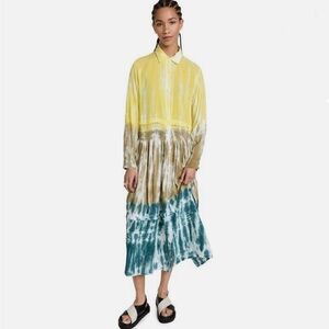 Young Fabulous & Broke YFB Small Joanie Tie Dye Midi Shirt Dress Boho Festival